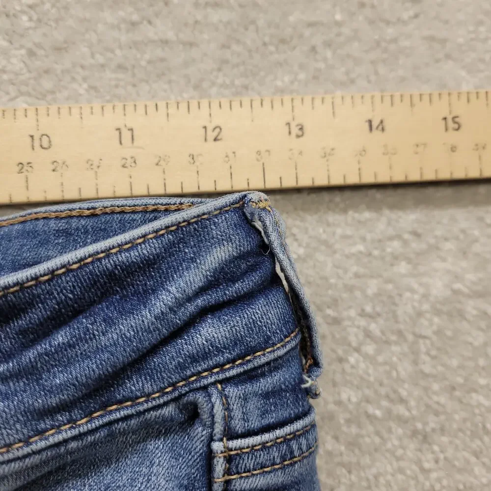 American Eagle Women Size 4 Hi Rise Shortie Distressed Denim Jean Shorts Stretch
